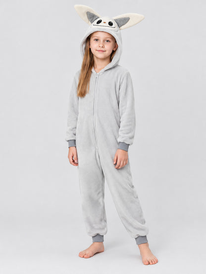 Kids' Bunny Ear Hooded Zip-Up Pajama Jumpsuit