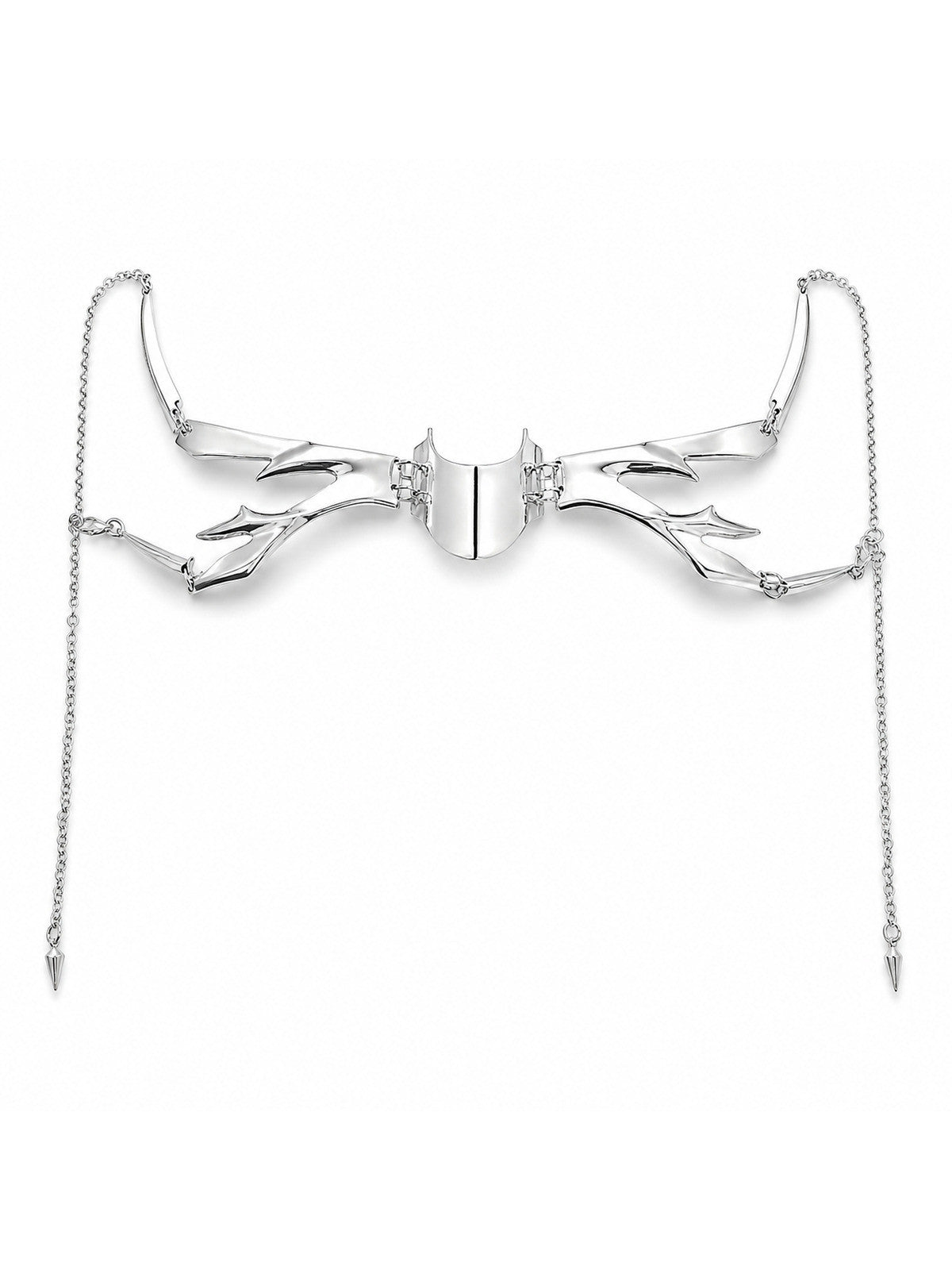 【Ja】Mechanical Alien Chin Mask, Punk Gothic Metal Face Wear for Halloween