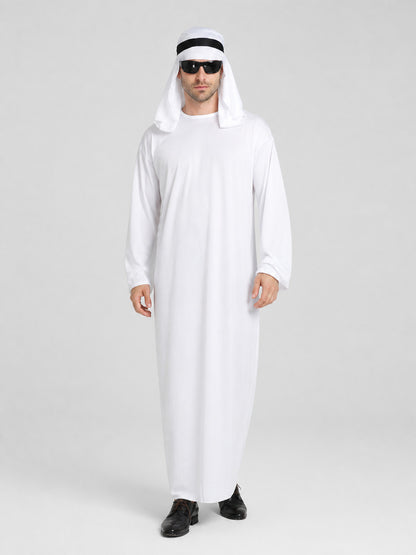 Carnival Costume: White Long Robe and Headwear Costumes detail