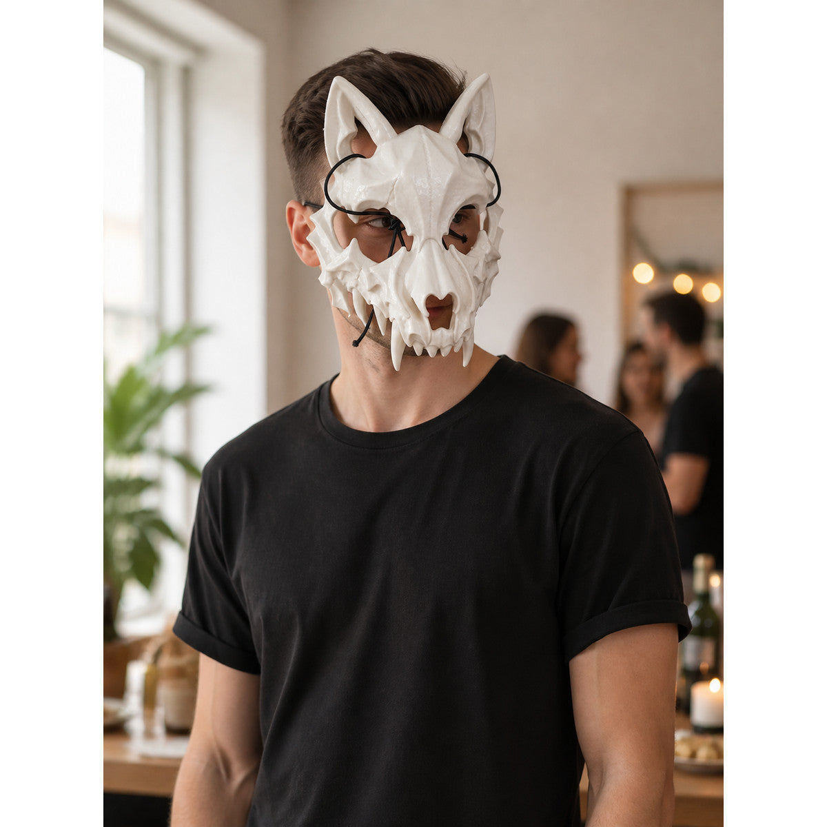 White Skull Mask Carnival Headwear for Halloween lifestyle view