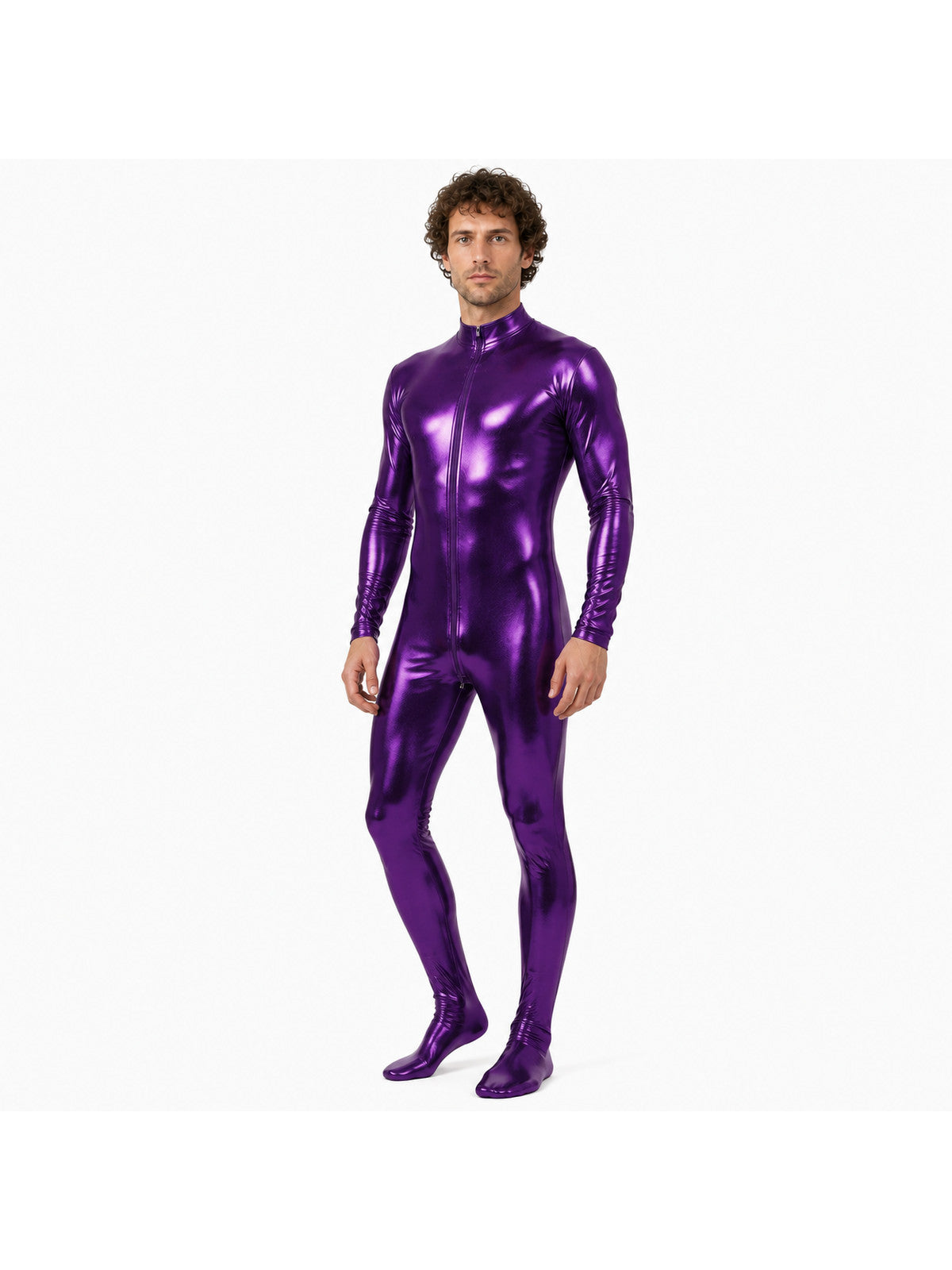Purple Jumpsuit with Zipper and Closed Feet product detail