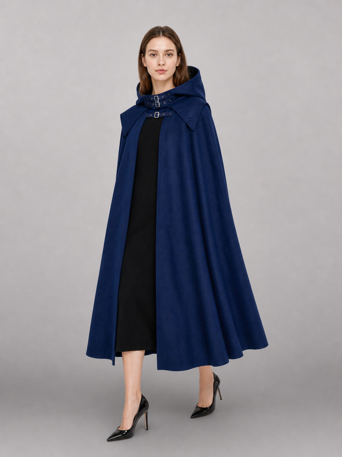 Black and Blue Gothic Hooded Carnival Cloak
