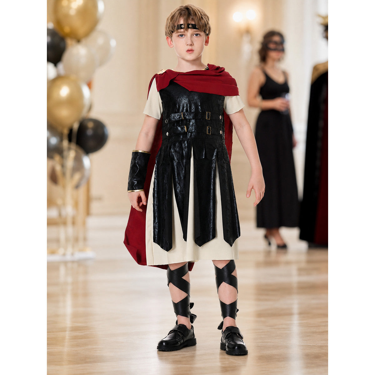 Retro Palace-Style Costume with Dress and Cape