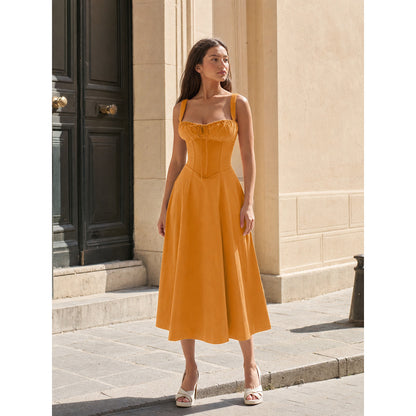 Women’s Summer Dress with Straps and a Fitted Bodice