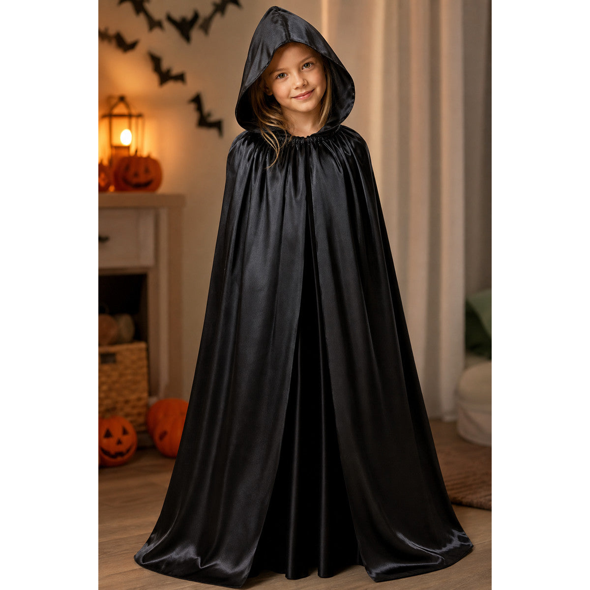 Black Hooded Halloween Costume Cloak lifestyle