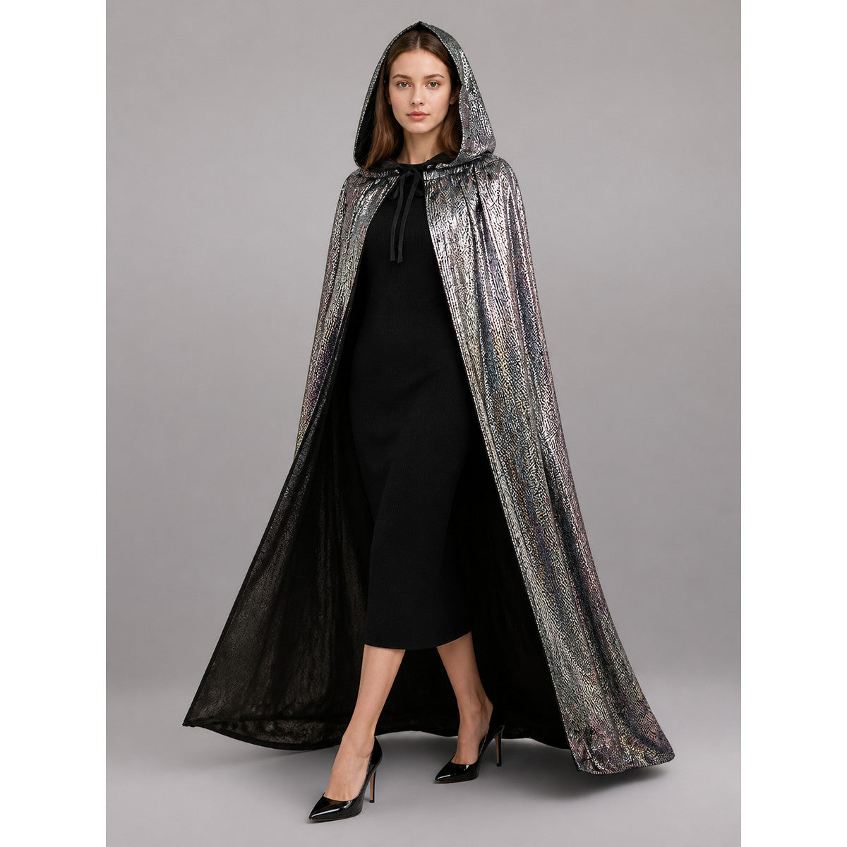 Silver Carnival Cloak with Hood