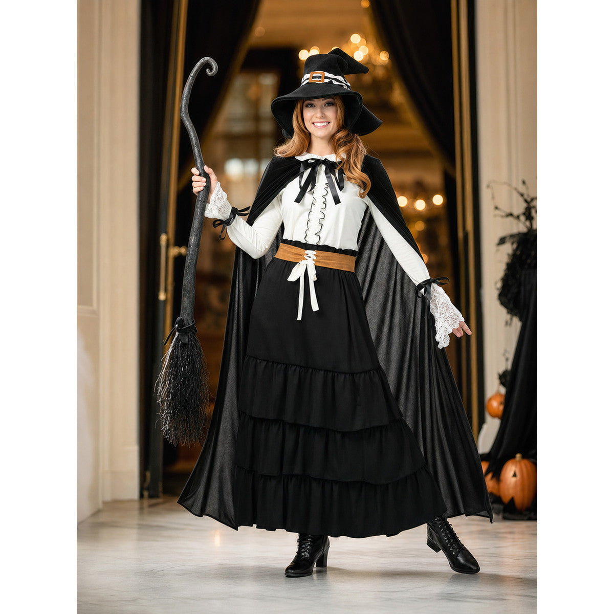 Halloween Witch Costume with Hat and Cloak lifestyle