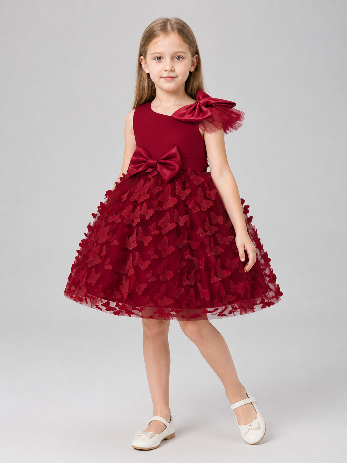 Puffy Princess Dress with Bows, Burgundy Costume Dresses detail