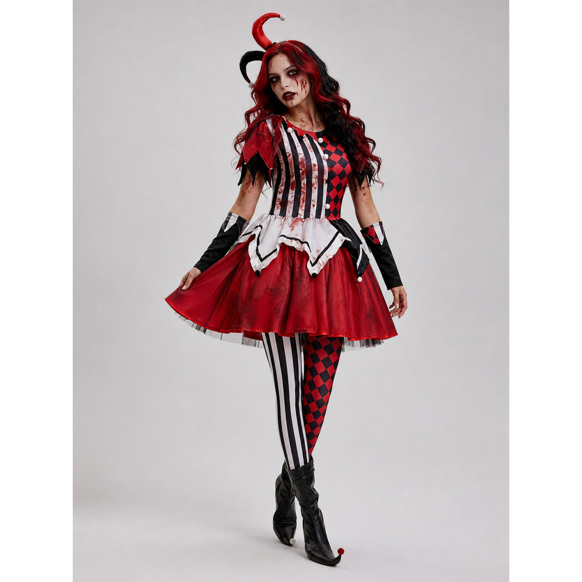 Halloween and cosplay harlequin clown costume lifestyle
