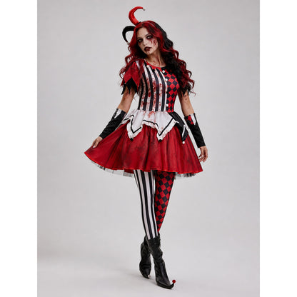 Halloween and cosplay harlequin clown costume lifestyle