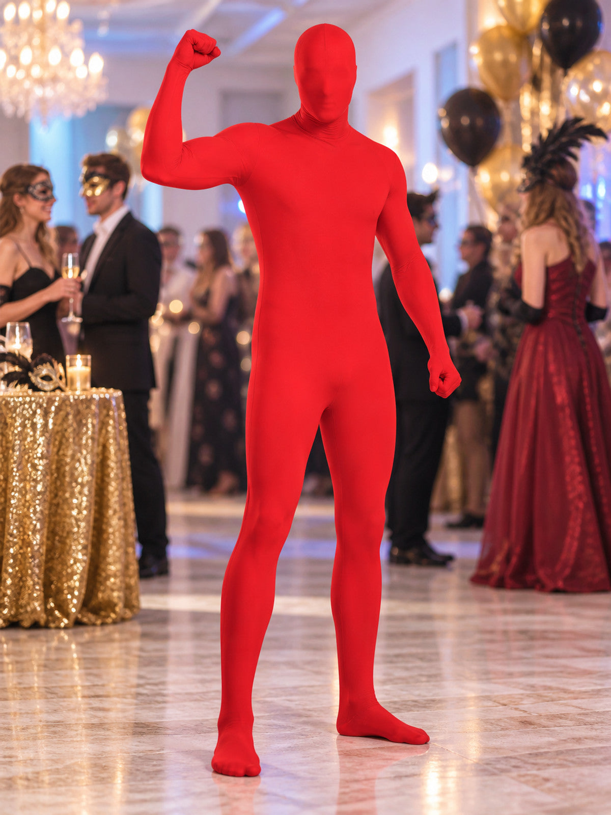 Form-Fitting Hooded Mask Jumpsuit Costume lifestyle view