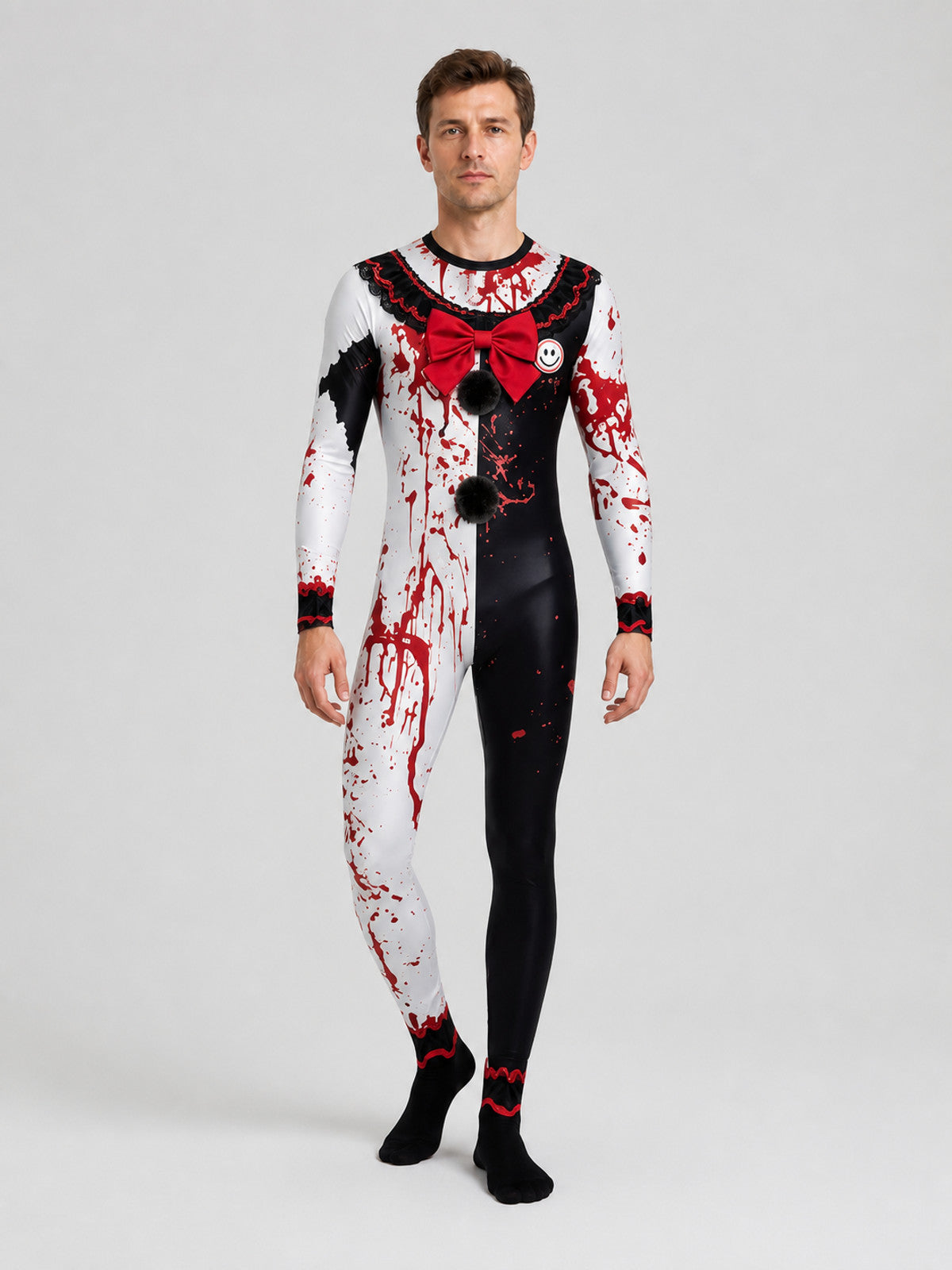 Clown Costume with Blood Splashes and Red Bow Tie Costume Accessories detail