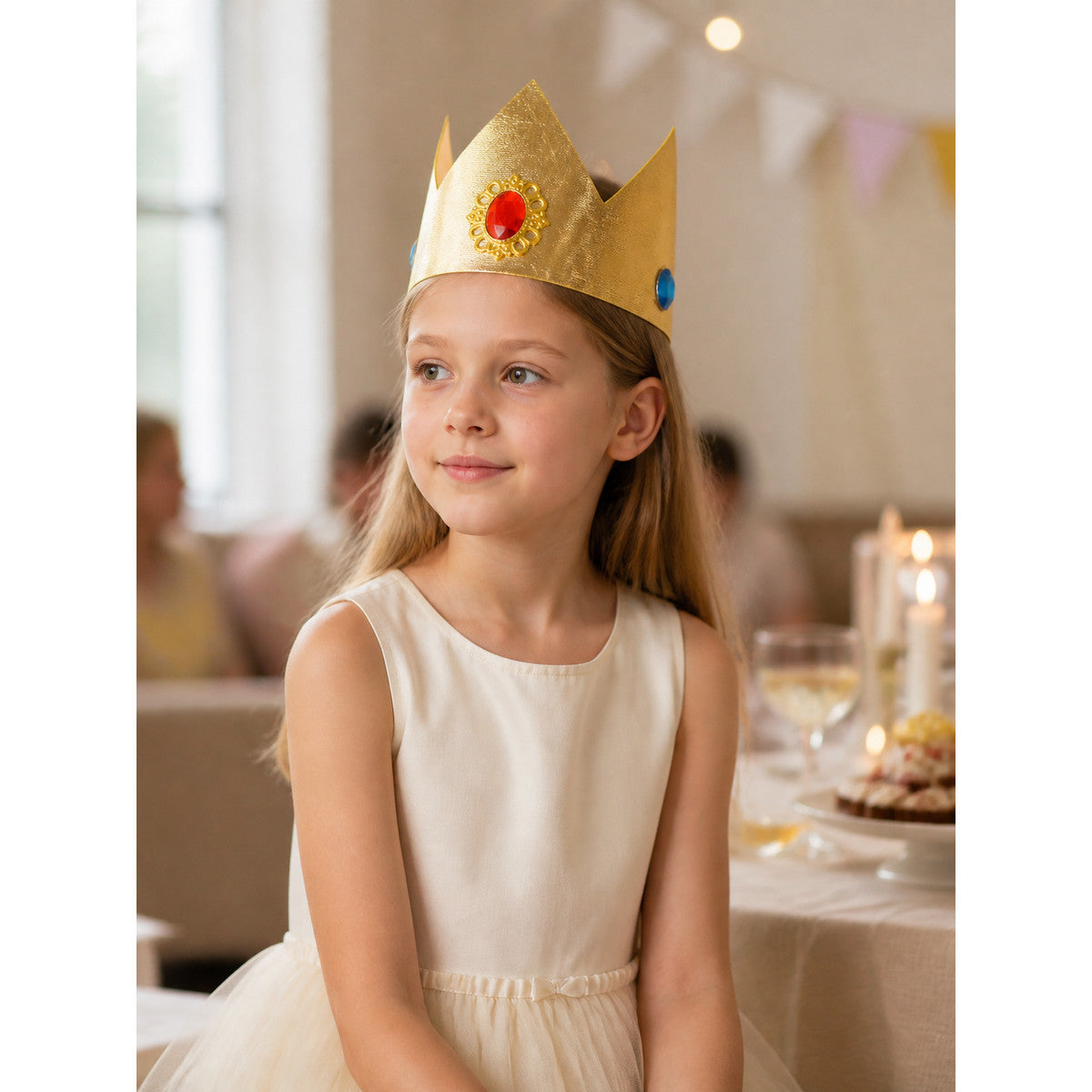 Gold Carnival Crown Headband with Gemstones lifestyle view
