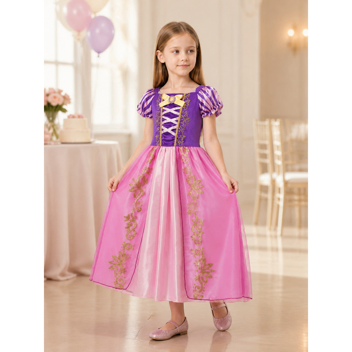 Purple and Pink Princess Carnival Costume for Cosplay lifestyle view