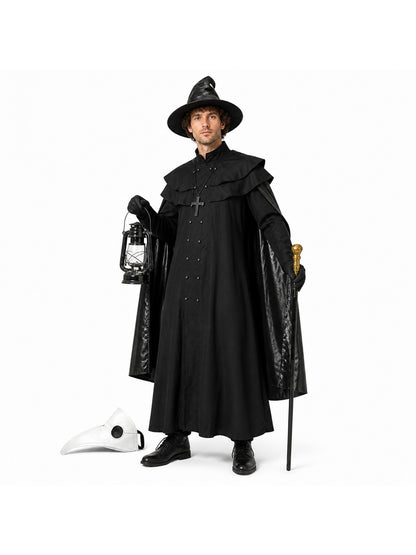 Plague Doctor Costume with Mask and Hat Costume Masks detail