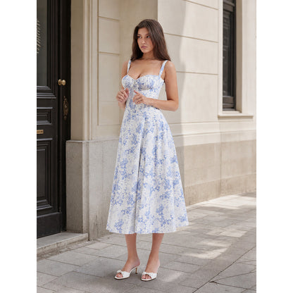 Women's Printed Spaghetti-Strap Midi Dress Costume Dresses detail