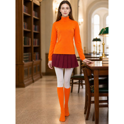 Velma Scooby-Doo cosplay costume, top and skirt lifestyle view