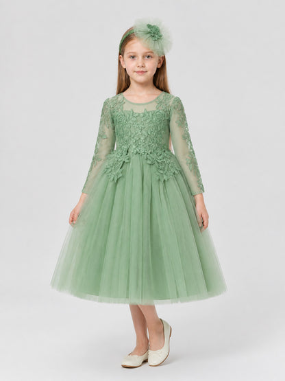 Embroidered Princess Dress with Full Skirt and Headband Costume Dresses detail