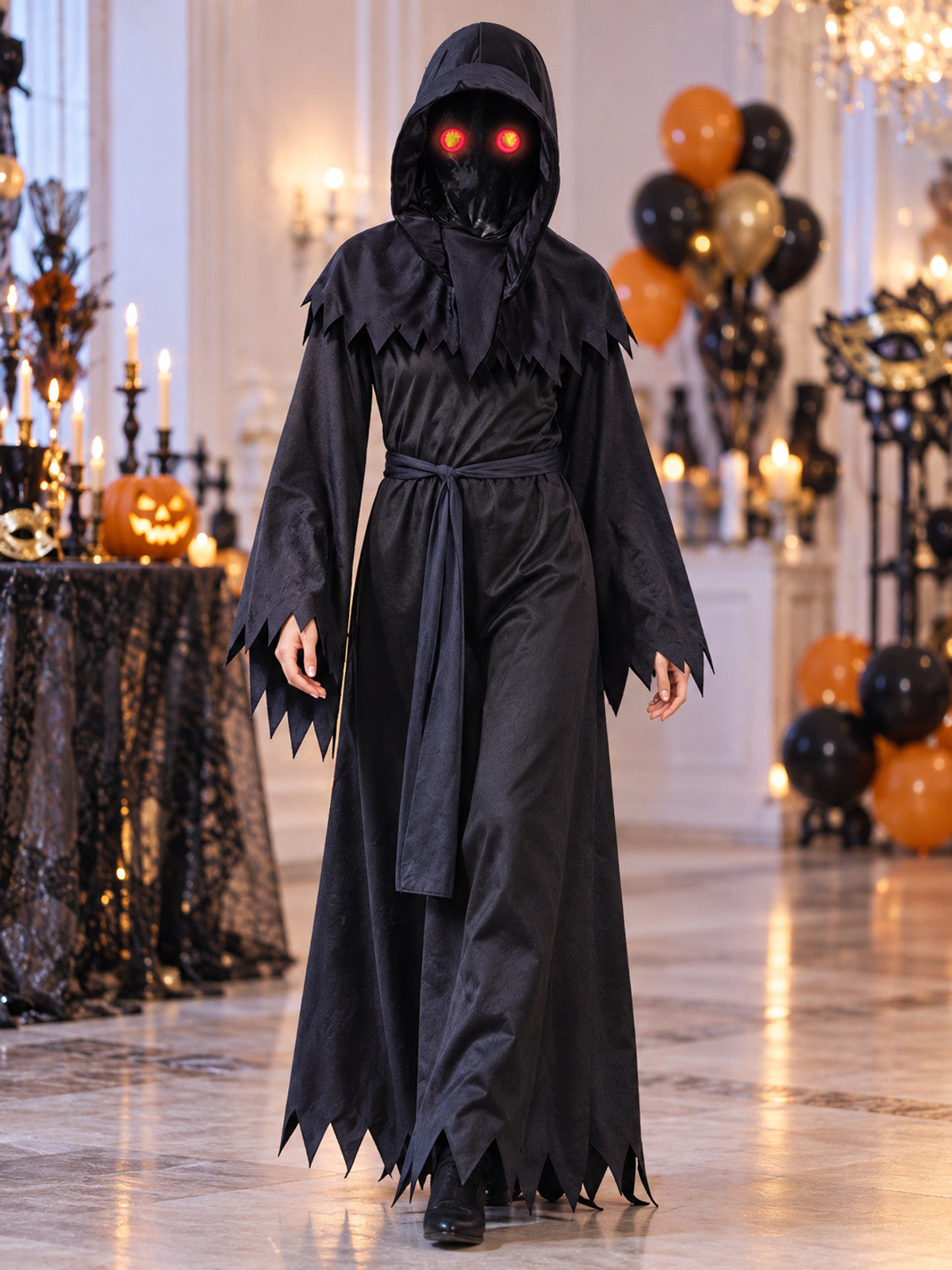 black black hooded reaper cosplay costume product image 2