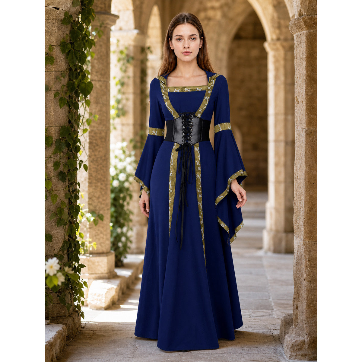 Medieval Fantasy Hooded Dress lifestyle view