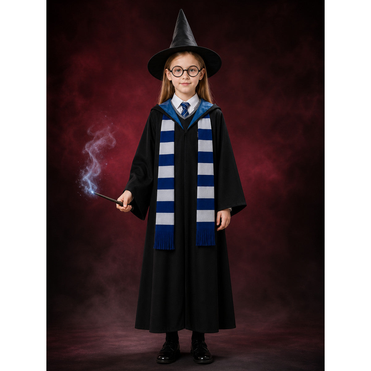 Wizard Costume Set, Six-Piece Hooded Robe Cosplay Outfit With Hat, Scarf, Tie lifestyle