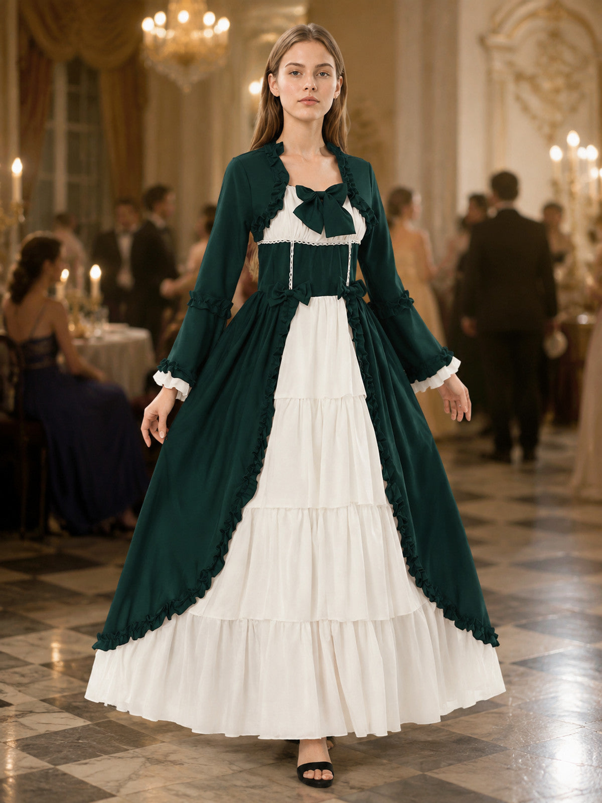 Carnival Dress with White Insert in a Historical Style lifestyle view
