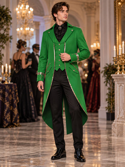 Long Green Tailcoat with Vest Insert and Tails