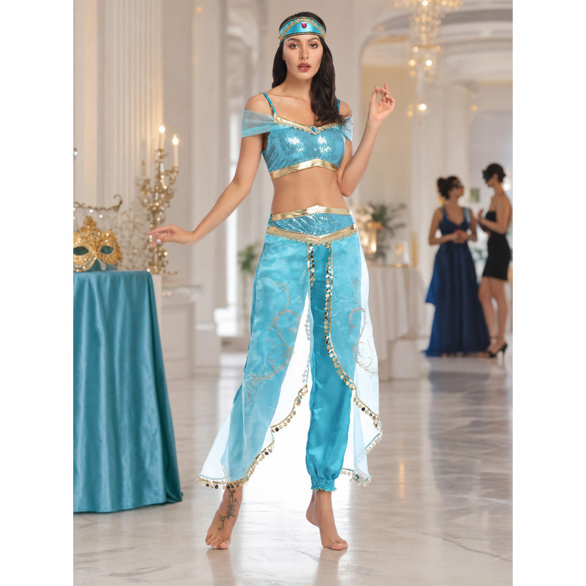 Themed Costume with Sequins and Harem Pants