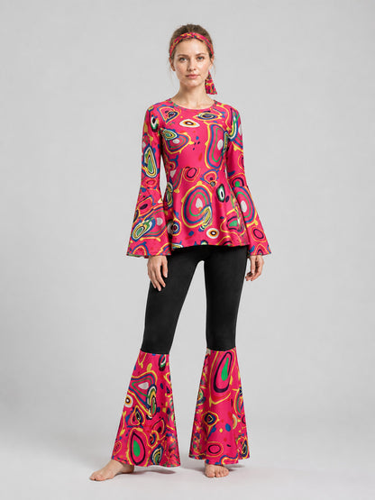 Hippie Stage Costume: Top, Flared Pants, and Scarf Costumes detail