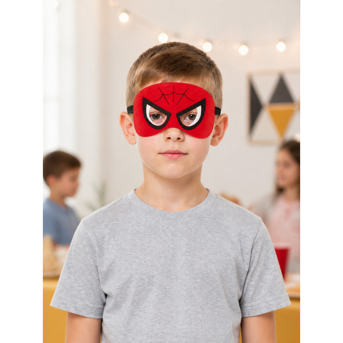 Red Carnival Mask for Halloween and Cosplay lifestyle view
