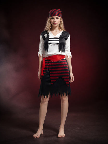 Striped Pirate Costume Set with Skirt for Halloween main product view