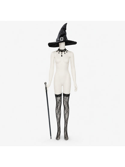 Gothic Costume with Hat, Cane, and Accessories Costume Headwear detail
