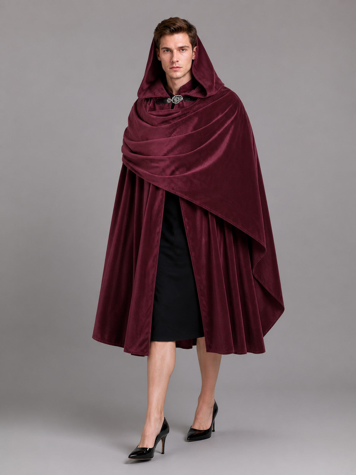 Burgundy Carnival Cloak with a Full Hood occasion guide