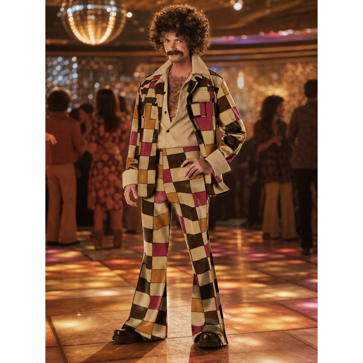 70s Retro Disco Patchwork Costume, Jacket and Pants lifestyle view