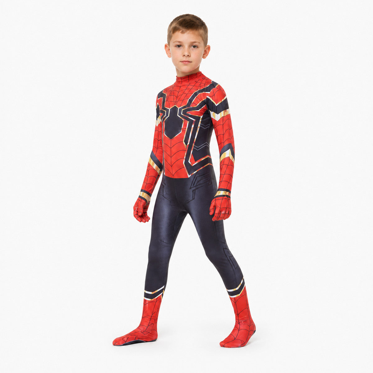 Spider-Man Costume with Mask, Red with Black Pattern Costume Masks detail