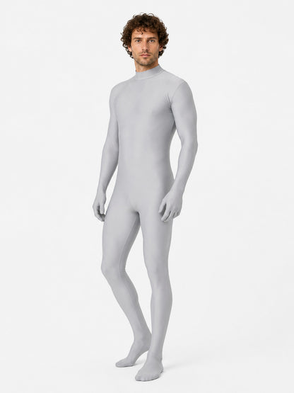 Gray Form-Fitting Jumpsuit with High Collar product detail