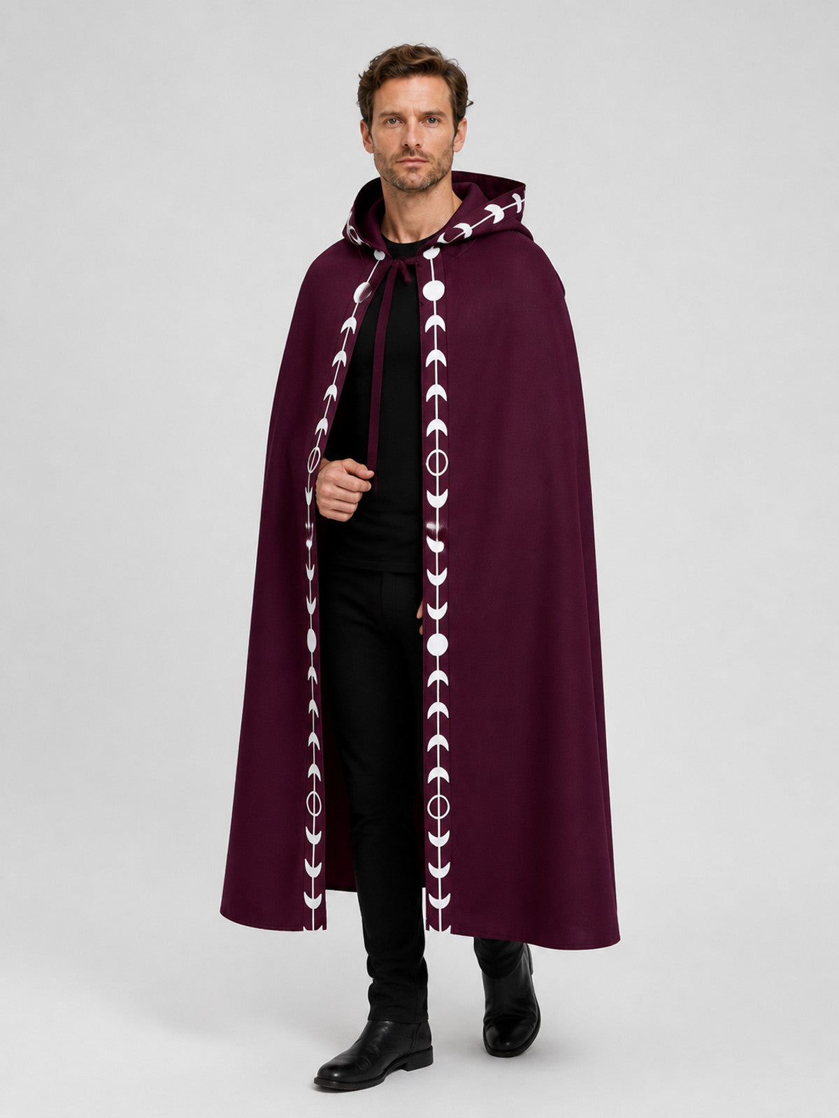 Halloween: Red Hooded Cloak of Death with Moon Pattern