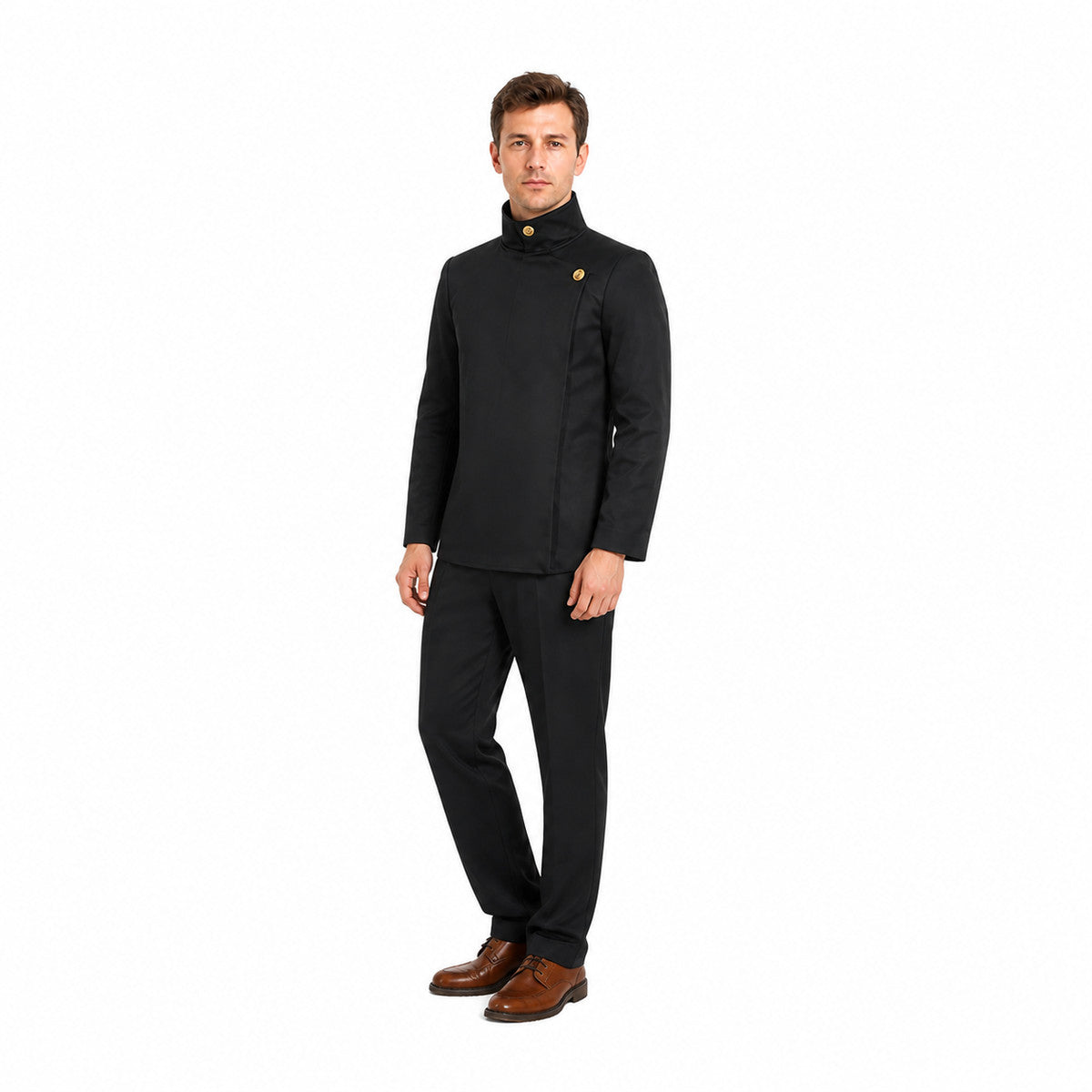 Cosplay Costume, Black, with Pants, Sizes S–XXL on-model front view