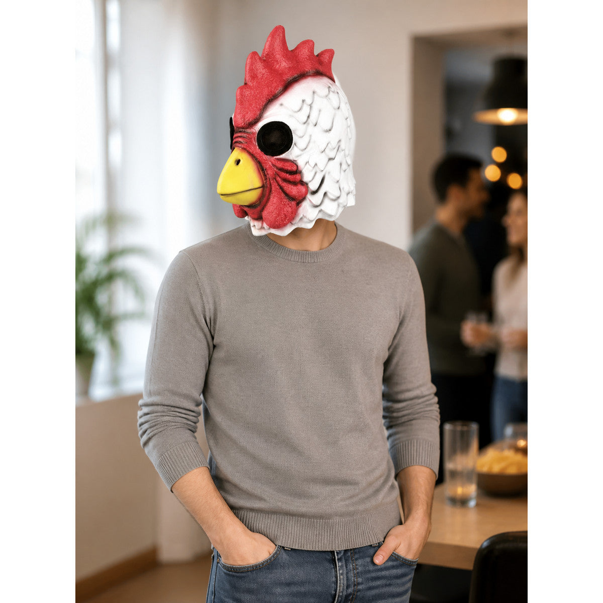 White and Red Rooster Carnival Headpiece for Halloween lifestyle view