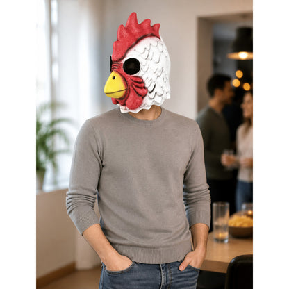White and Red Rooster Carnival Headpiece for Halloween lifestyle view