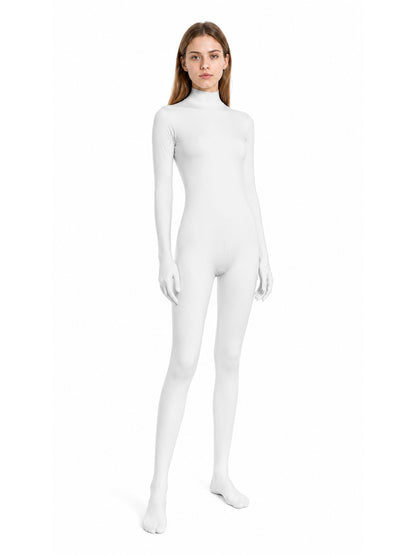 White Zentai jumpsuit with an oval opening for the face