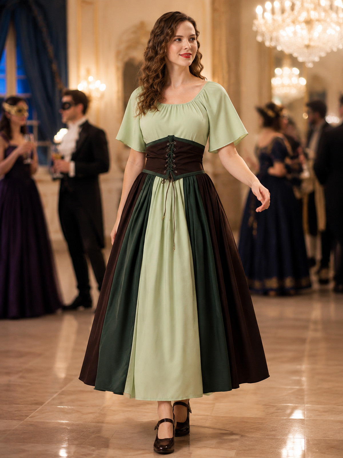 Medieval-Style Midi/Maxi Dress with Corset Belt lifestyle view