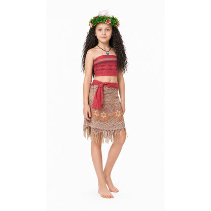 Children's Moana Carnival Costume with Wig and Necklace Costume Wigs detail