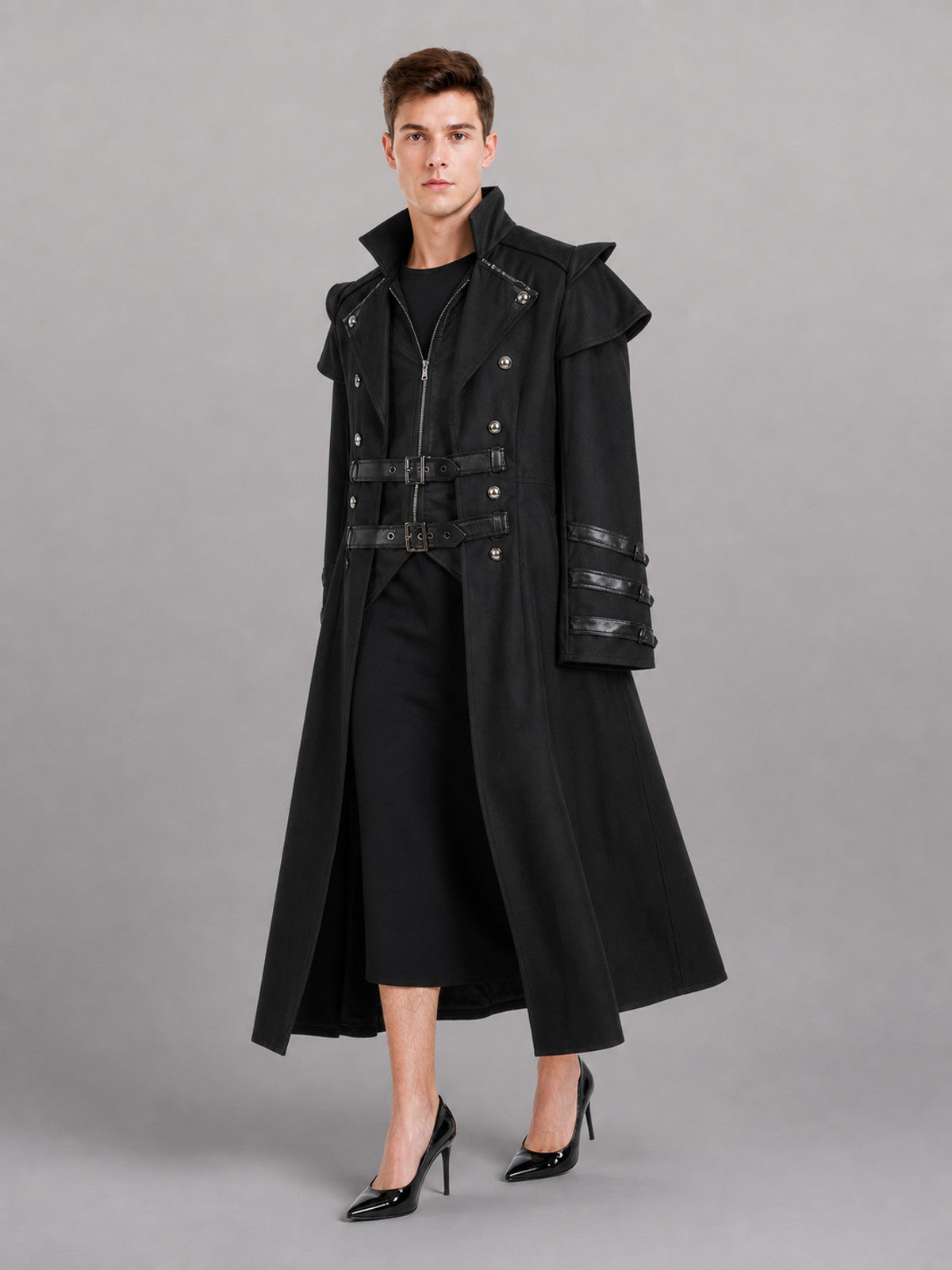 Long Black Gothic Carnival Cape