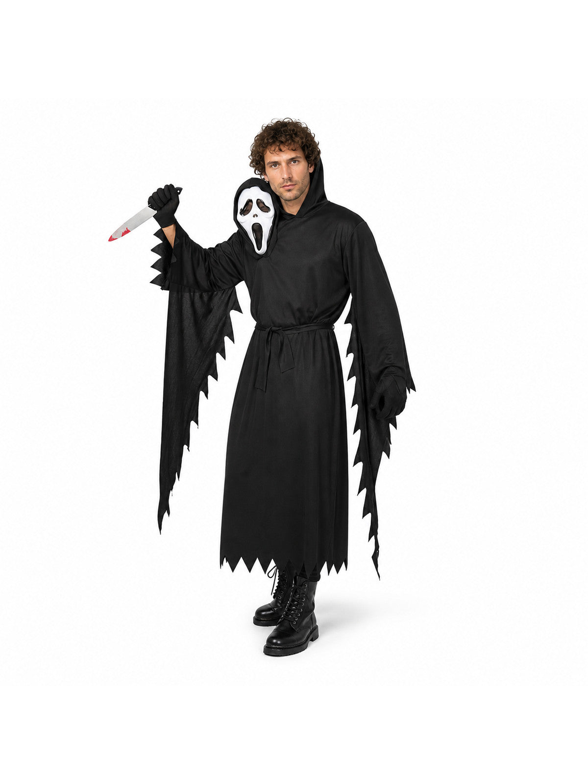 Hooded Cosplay Costume with Wide Sleeves