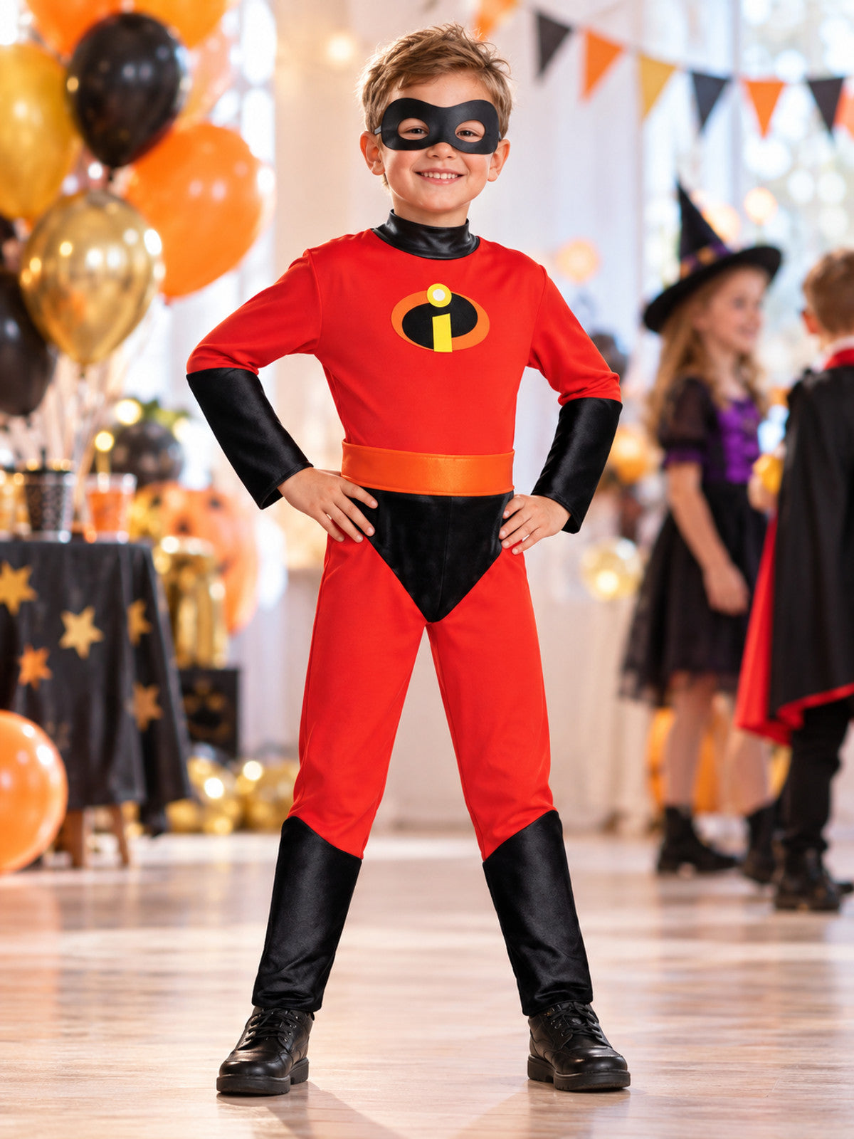 Kids' Superhero Carnival Costume, Red, with Mask