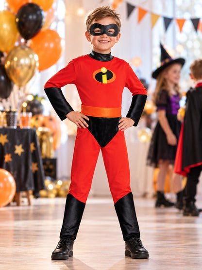 Kids' Superhero Carnival Costume, Red, with Mask