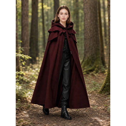 Long Cloak with Hood and Layered Shoulders lifestyle view
