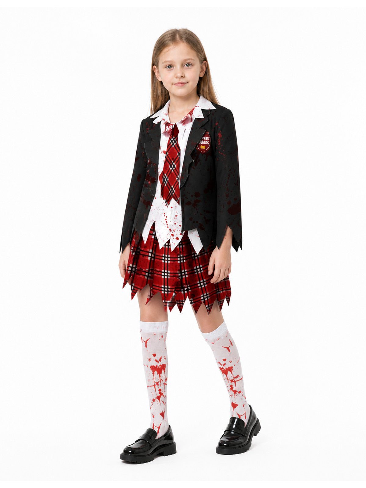Zombie Costume with Tie, Skirt, and Torn Edges Costumes detail