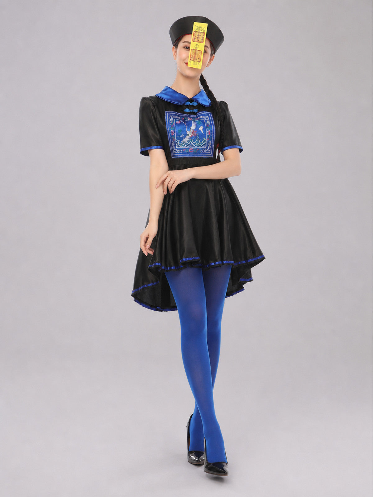 Character Costume: Black Dress with Blue Trim